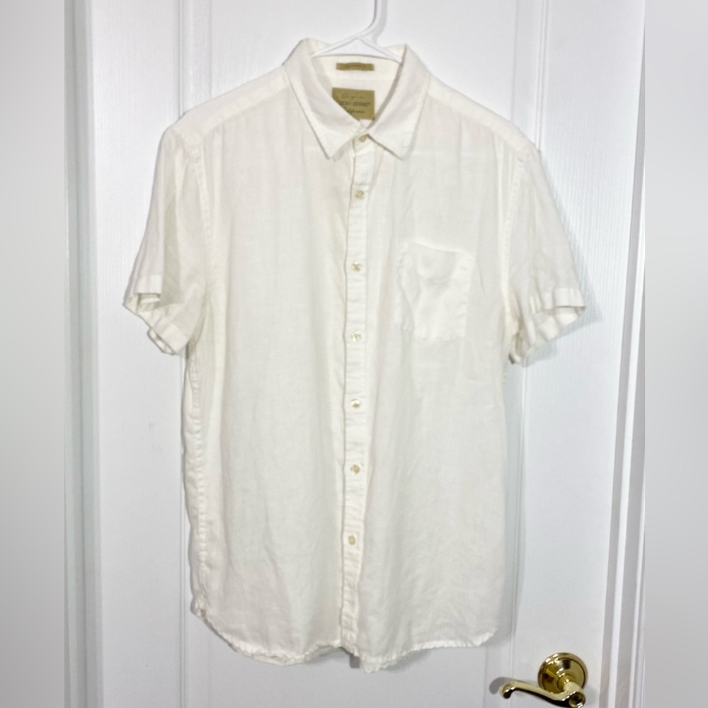 Lucky Brand LINEN California Fit Button Down Shirt White Men’s Medium